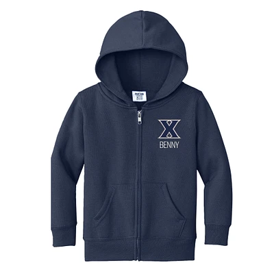 Toddler Chad & Jake Navy Xavier Musketeers Personalized Full-Zip Hoodie
