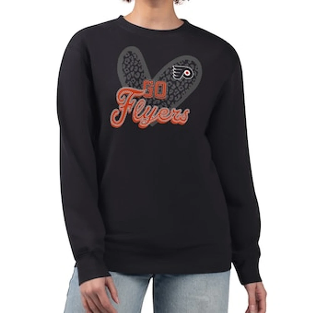 Women's G-III 4Her by Carl Banks Philadelphia Flyers Animal Print Heart Fleece Pullover Sweatshirt