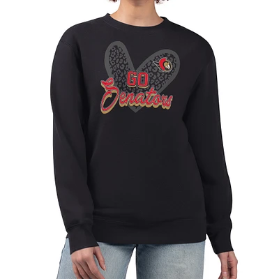 Women's G-III 4Her by Carl Banks Ottawa Senators Animal Print Heart Fleece Pullover Sweatshirt