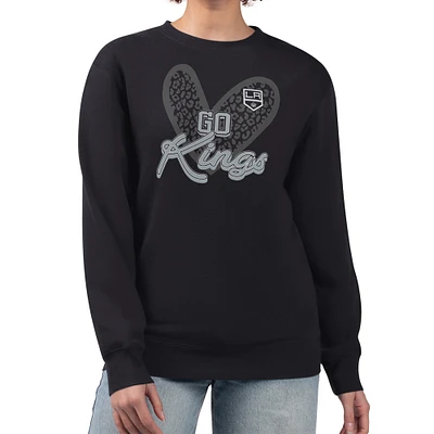 Women's G-III 4Her by Carl Banks Los Angeles Kings Animal Print Heart Fleece Pullover Sweatshirt