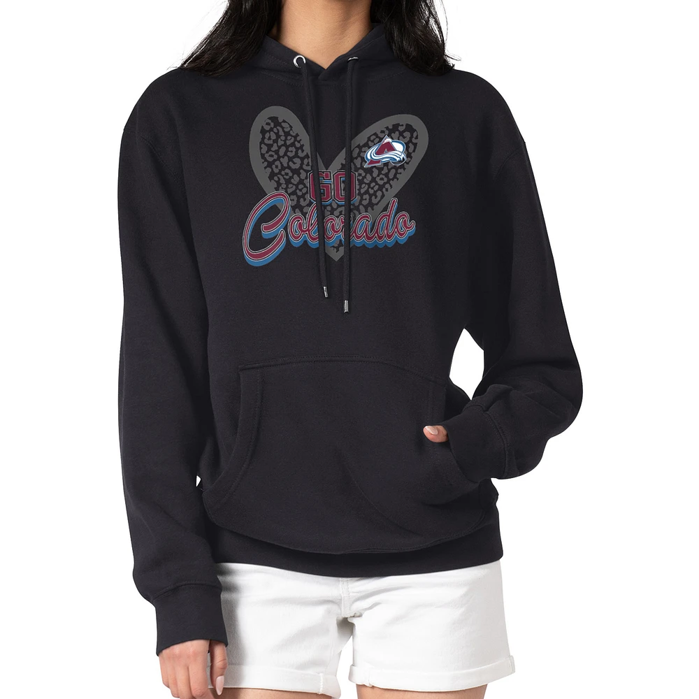 Women's G-III 4Her by Carl Banks Colorado Avalanche Animal Print Heart Fleece Pullover Hoodie
