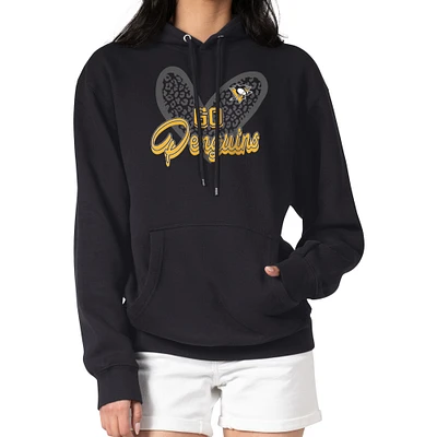 Women's G-III 4Her by Carl Banks Pittsburgh Penguins Animal Print Heart Fleece Pullover Hoodie