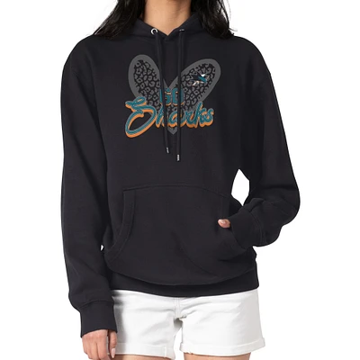 Women's G-III 4Her by Carl Banks Black San Jose Sharks Animal Print Heart Fleece Pullover Hoodie