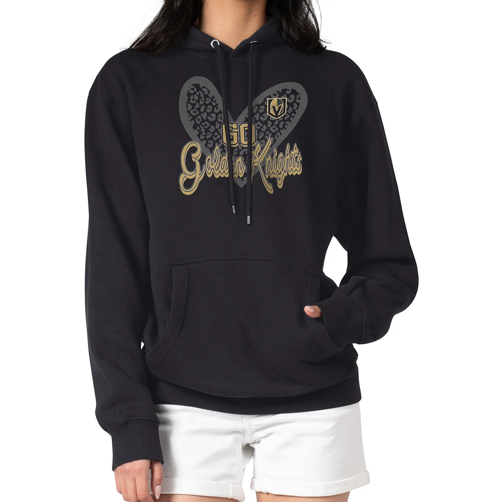 Women's G-III 4Her by Carl Banks Vegas Golden Knights Animal Print Heart Fleece Pullover Hoodie
