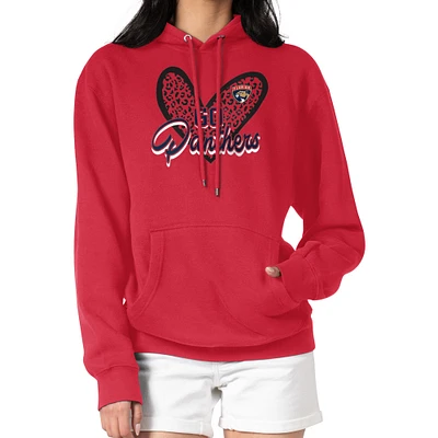 Women's G-III 4Her by Carl Banks Florida Panthers Animal Print Heart Fleece Pullover Hoodie