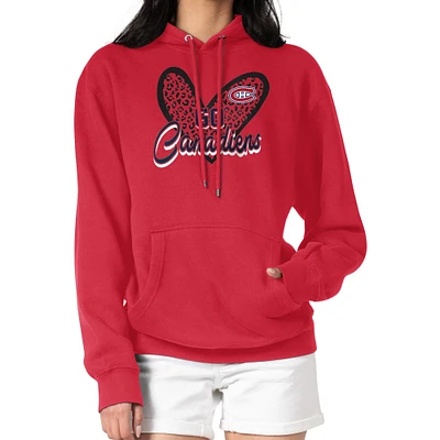 Women's G-III 4Her by Carl Banks Montreal Canadiens Animal Print Heart Fleece Pullover Hoodie