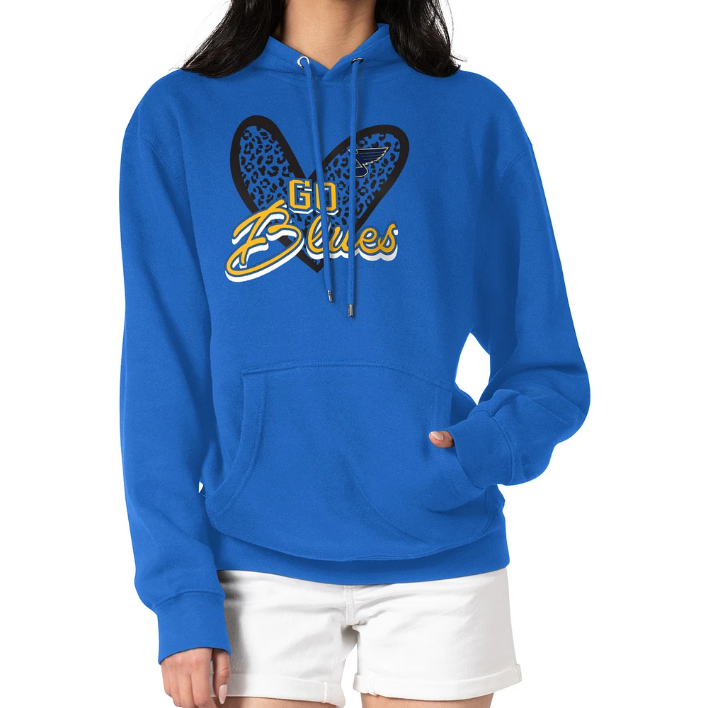 Women's G-III 4Her by Carl Banks St. Louis Blues Animal Print Heart Fleece Pullover Hoodie