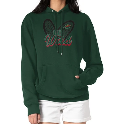 Women's G-III 4Her by Carl Banks Minnesota Wild Animal Print Heart Fleece Pullover Hoodie