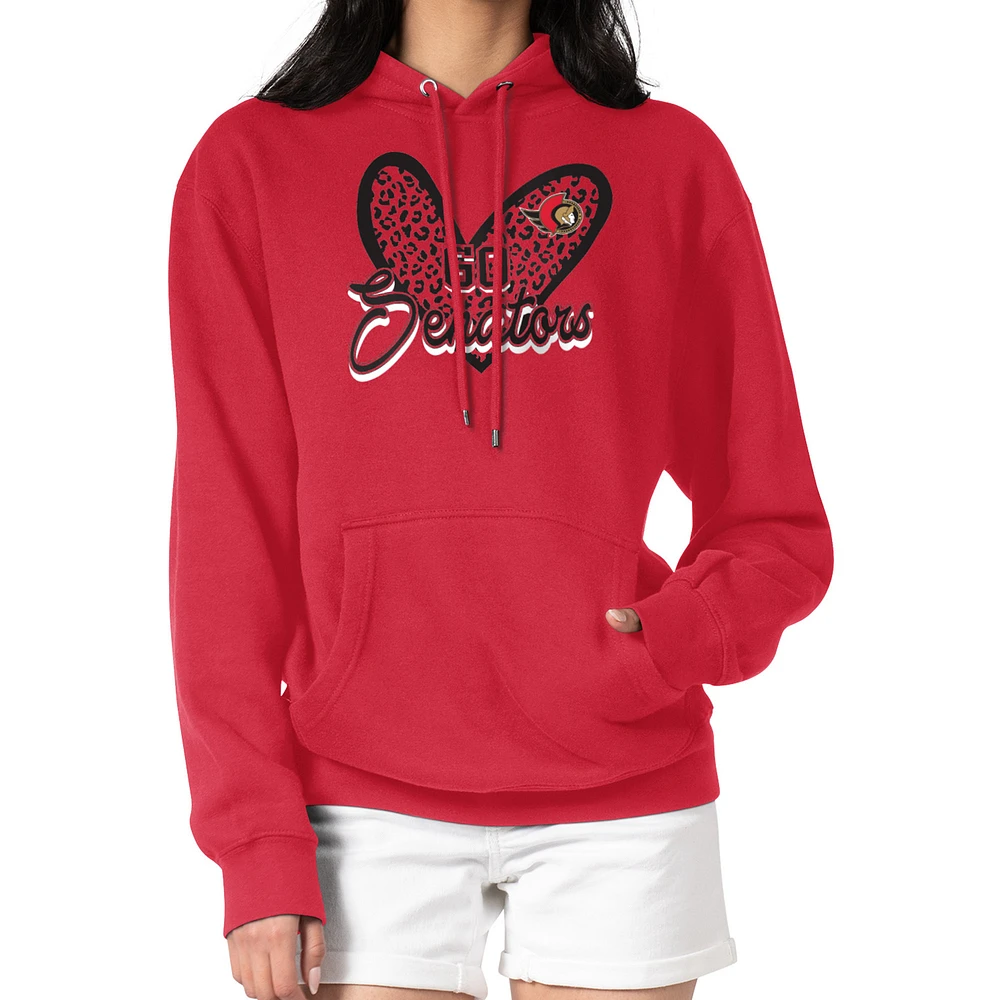 Women's G-III 4Her by Carl Banks Ottawa Senators Animal Print Heart Fleece Pullover Hoodie
