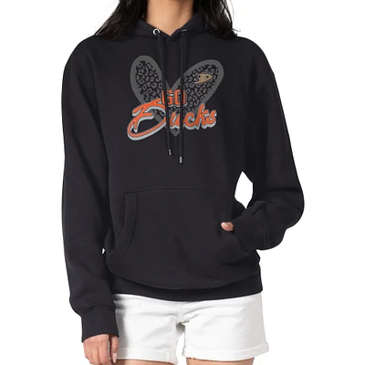 Women's G-III 4Her by Carl Banks Anaheim Ducks Animal Print Heart Fleece Pullover Hoodie