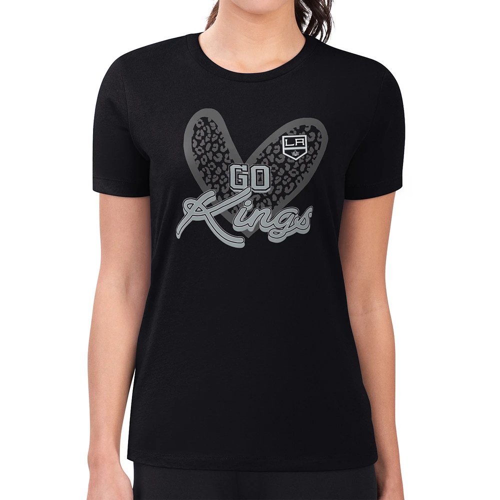 Women's G-III 4Her by Carl Banks Los Angeles Kings Super-Slim Fit Lightweight Animal Print Heart T-Shirt