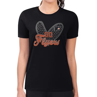 Women's G-III 4Her by Carl Banks Philadelphia Flyers Super-Slim Fit Lightweight Animal Print Heart T-Shirt
