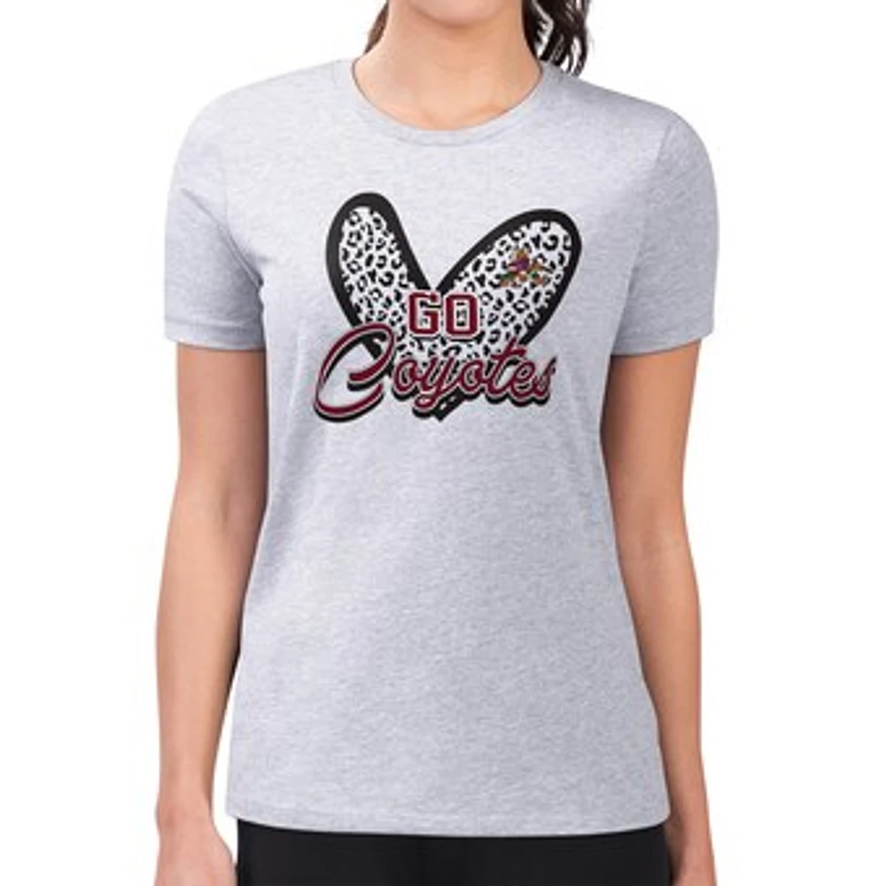 Women's G-III 4Her by Carl Banks Heather Gray Arizona Coyotes Super-Slim Fit Lightweight Animal Print Heart T-Shirt