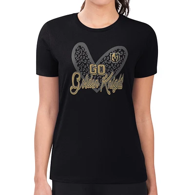 Women's G-III 4Her by Carl Banks Vegas Golden Knights Super-Slim Fit Lightweight Animal Print Heart T-Shirt
