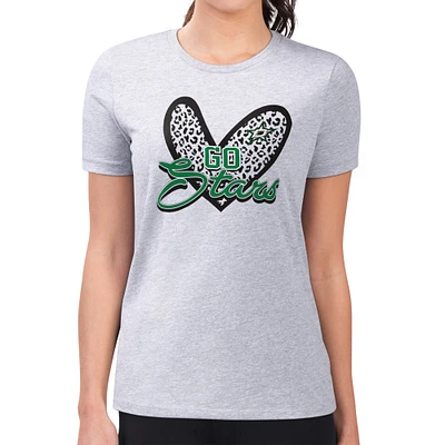 Women's G-III 4Her by Carl Banks Heather Gray Dallas Stars Super-Slim Fit Lightweight Animal Print Heart T-Shirt