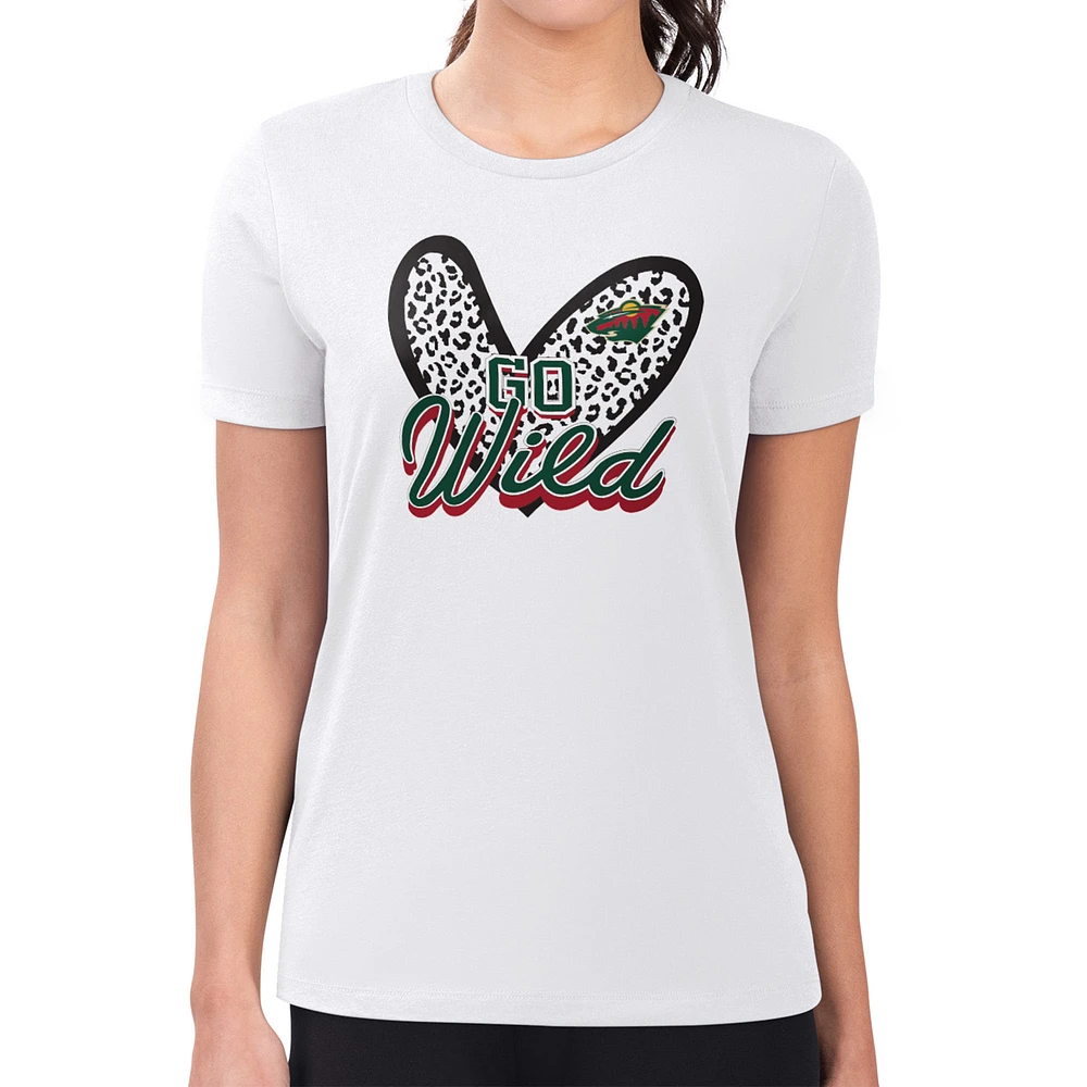 Women's G-III 4Her by Carl Banks Minnesota Wild Super-Slim Fit Lightweight Animal Print Heart T-Shirt
