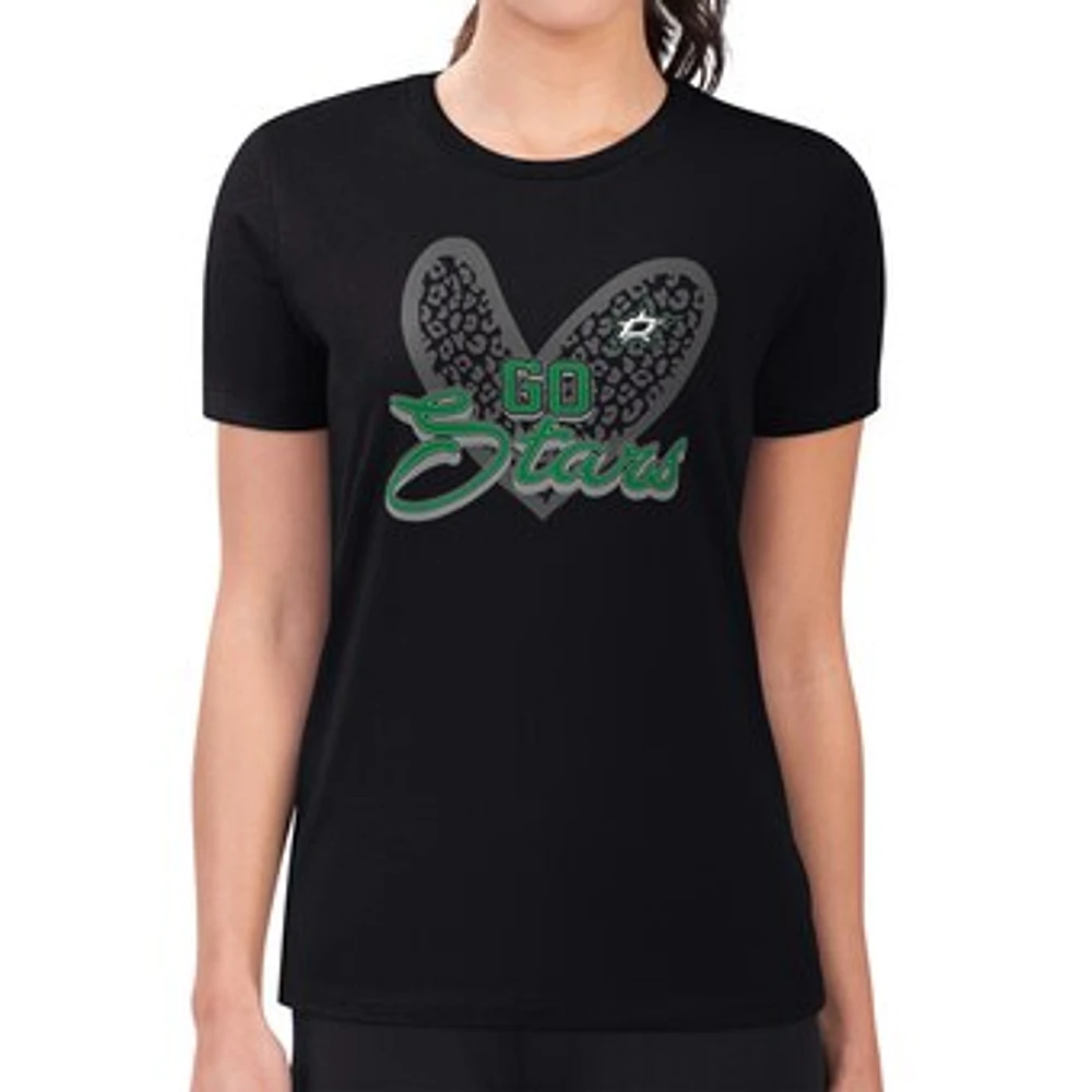 Women's G-III 4Her by Carl Banks Dallas Stars Super-Slim Fit Lightweight Animal Print Heart T-Shirt