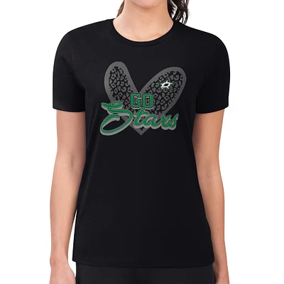 Women's G-III 4Her by Carl Banks Dallas Stars Super-Slim Fit Lightweight Animal Print Heart T-Shirt