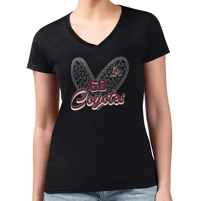 Women's G-III 4Her by Carl Banks Arizona Coyotes Super-Slim Fit Lightweight Animal Print Heart V-Neck T-Shirt