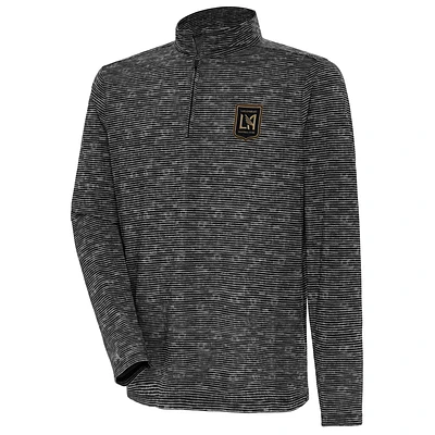 Men's Antigua Heather Black LAFC Determined Quarter-Zip Jacket