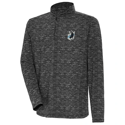 Men's Antigua Heather Black Minnesota United FC Determined Quarter-Zip Jacket