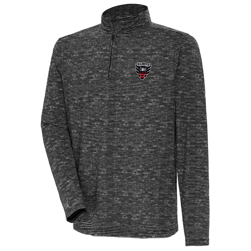 Men's Antigua Heather Black D.C. United Determined Quarter-Zip Jacket