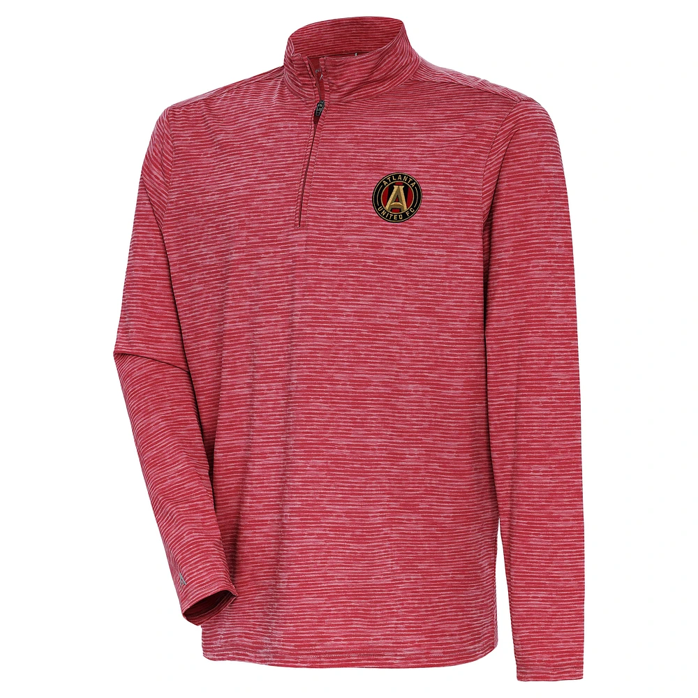 Men's Antigua Heather Red Atlanta United FC Determined Quarter-Zip Jacket