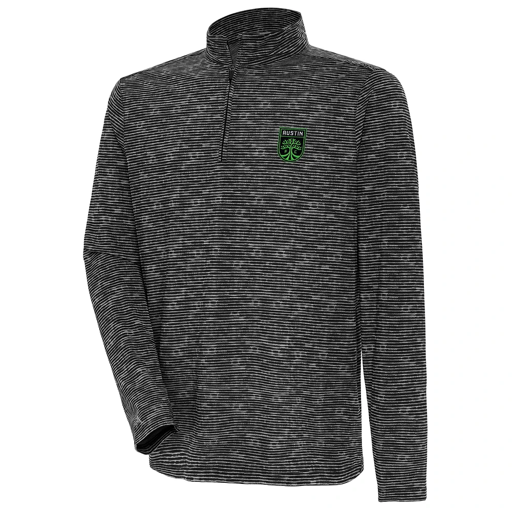 Men's Antigua Heather Black Austin FC Determined Quarter-Zip Jacket
