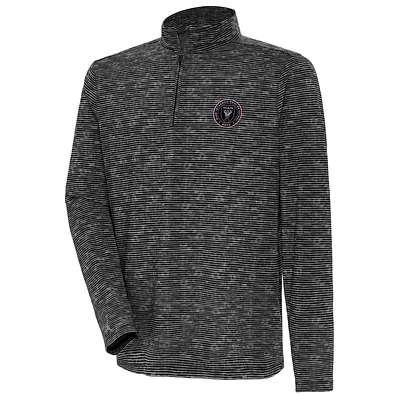 Men's Antigua Heather Black Inter Miami CF Determined Quarter-Zip Jacket