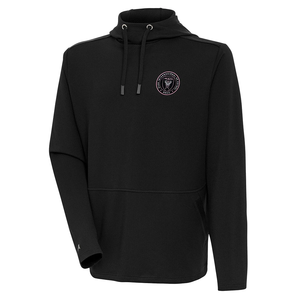 Men's Antigua Black Inter Miami CF Pure Honeycomb Pullover Hoodie