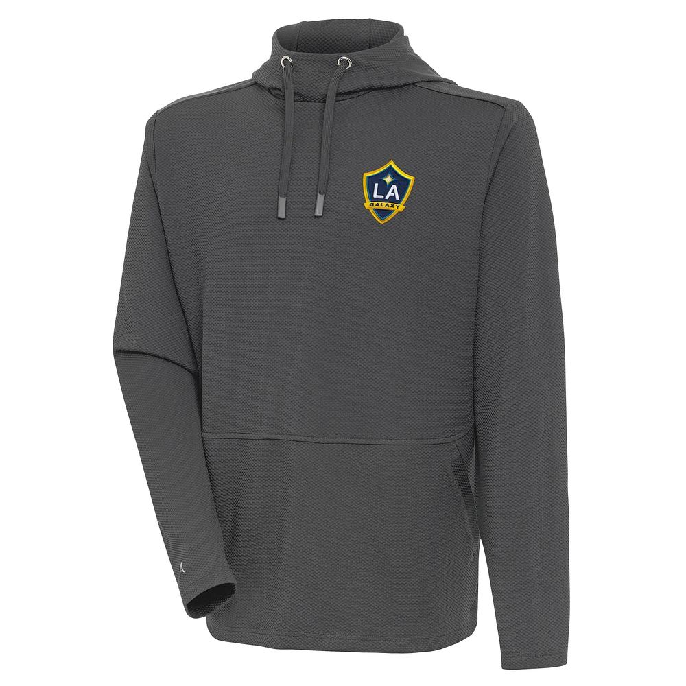 Men's Antigua Gray LA Galaxy Pure Honeycomb Pullover Hoodie