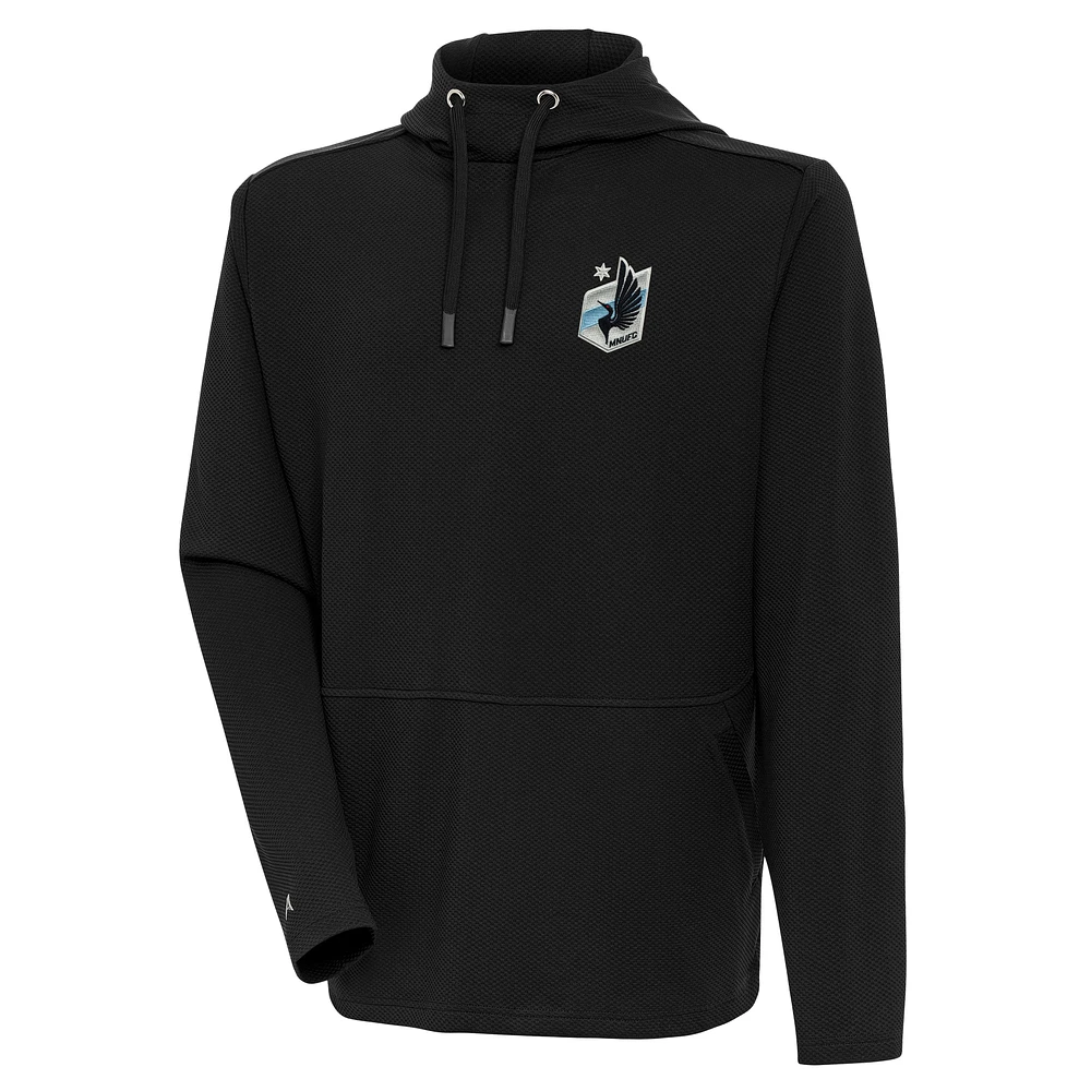 Men's Antigua Black Minnesota United FC Pure Honeycomb Pullover Hoodie