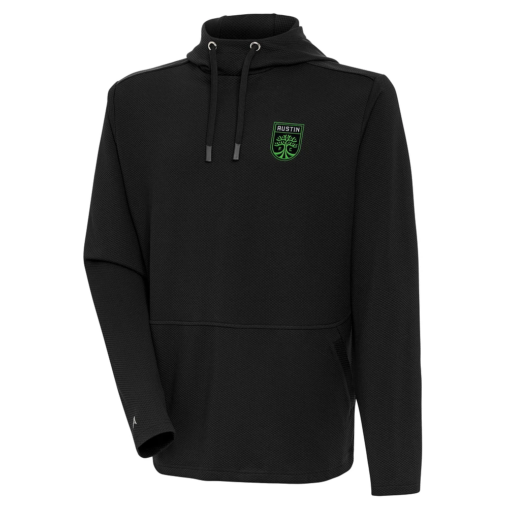 Men's Antigua Black Austin FC Pure Honeycomb Pullover Hoodie