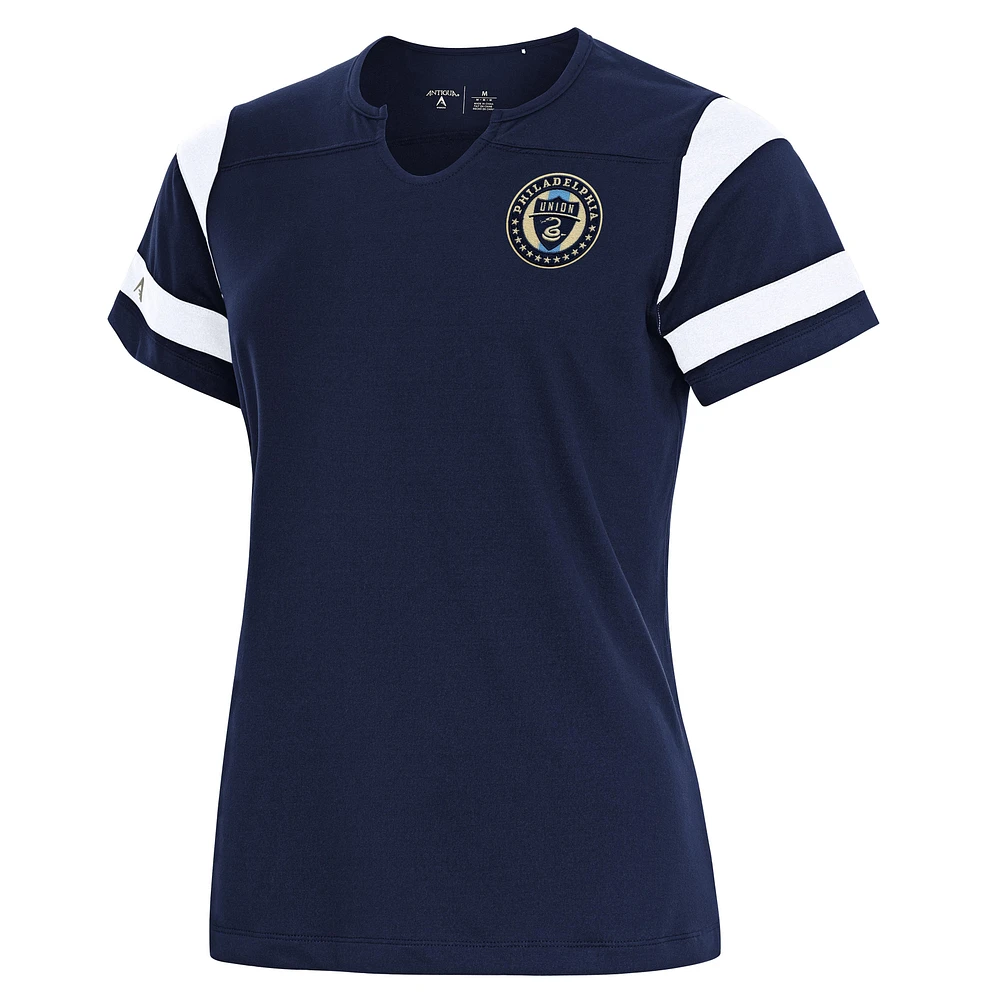 Women's Antigua Navy Philadelphia Union Encounter Notch Neck T-Shirt