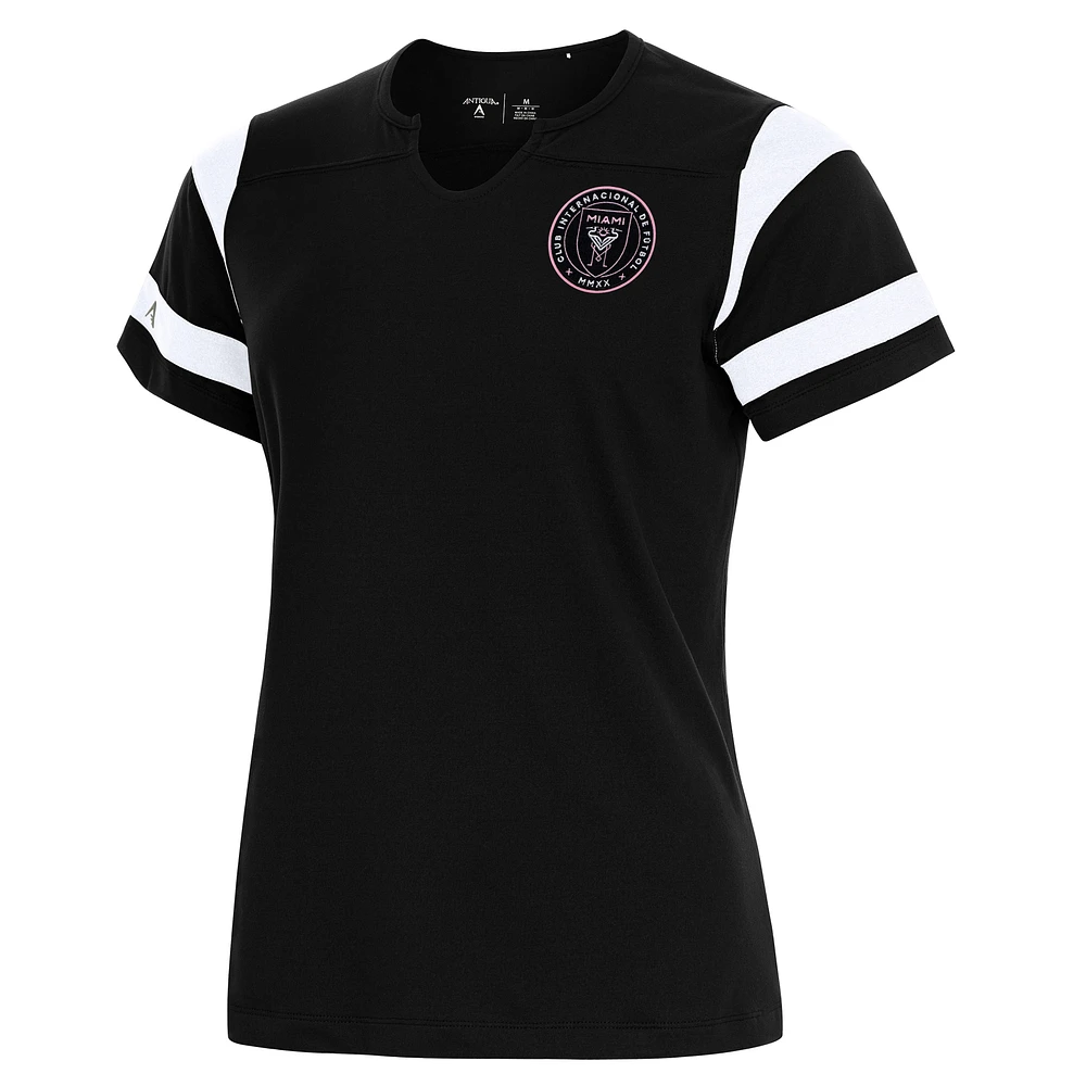 Women's Antigua Black Inter Miami CF Encounter Notch Neck T-Shirt