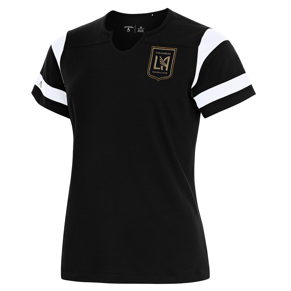 Women's Antigua Black LAFC Encounter Notch Neck T-Shirt