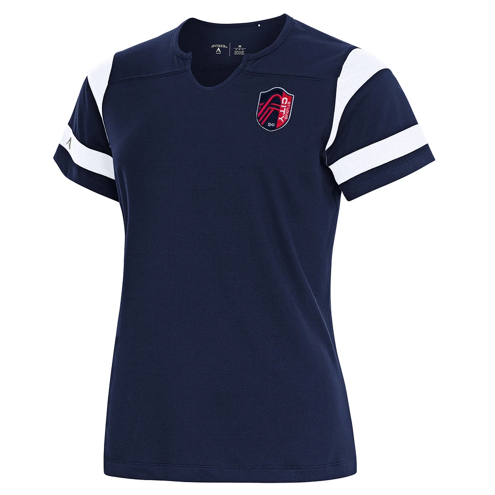 Women's Antigua Navy St. Louis City SC Encounter Notch Neck T-Shirt