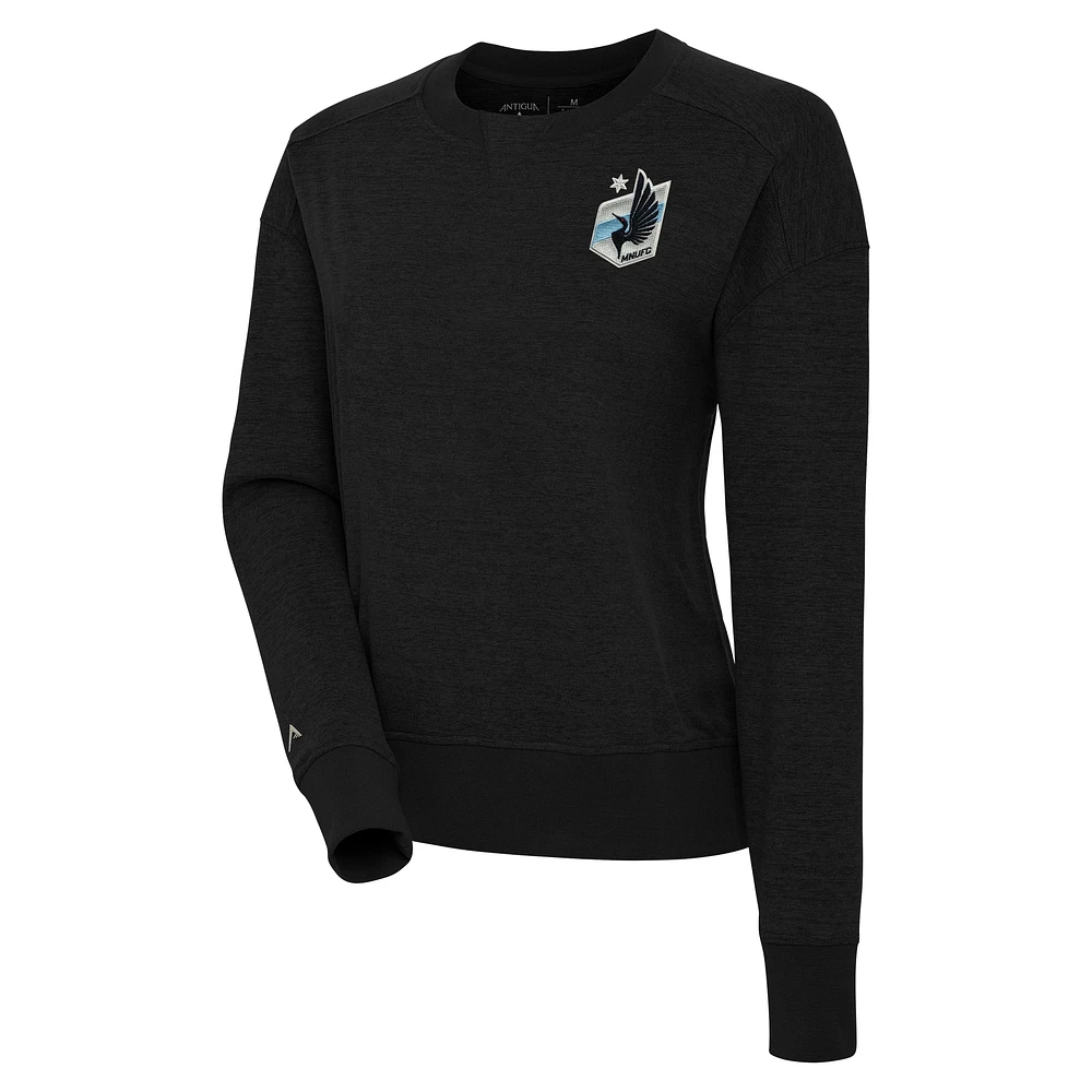 Women's Antigua Black Minnesota United FC Forward Fleece Pullover Sweatshirt