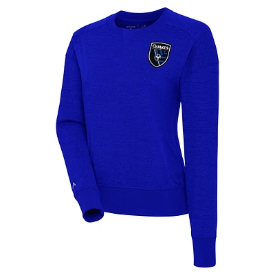 Women's Antigua Royal San Jose Earthquakes Forward Fleece Pullover Sweatshirt