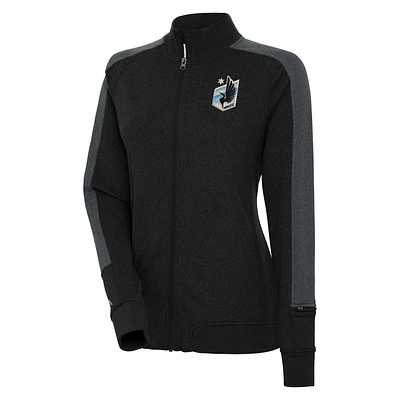 Women's Antigua Black Minnesota United FC Strike Anthem Full-Zip Jacket