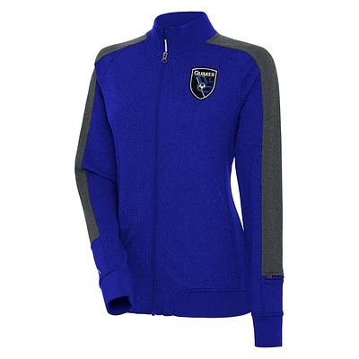 Women's Antigua Royal San Jose Earthquakes Strike Anthem Full-Zip Jacket