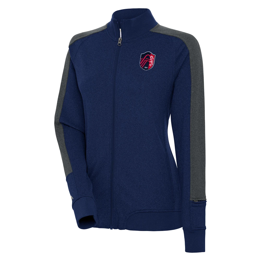 Women's Antigua Navy St. Louis City SC Strike Anthem Full-Zip Jacket