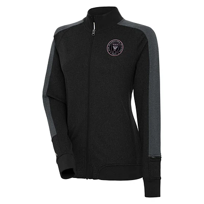 Women's Antigua Black Inter Miami CF Strike Anthem Full-Zip Jacket