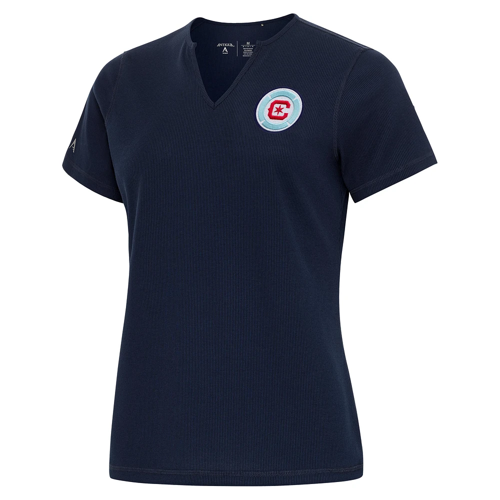 Women's Antigua Navy Chicago Fire Traveler Notch Neck T-Shirt