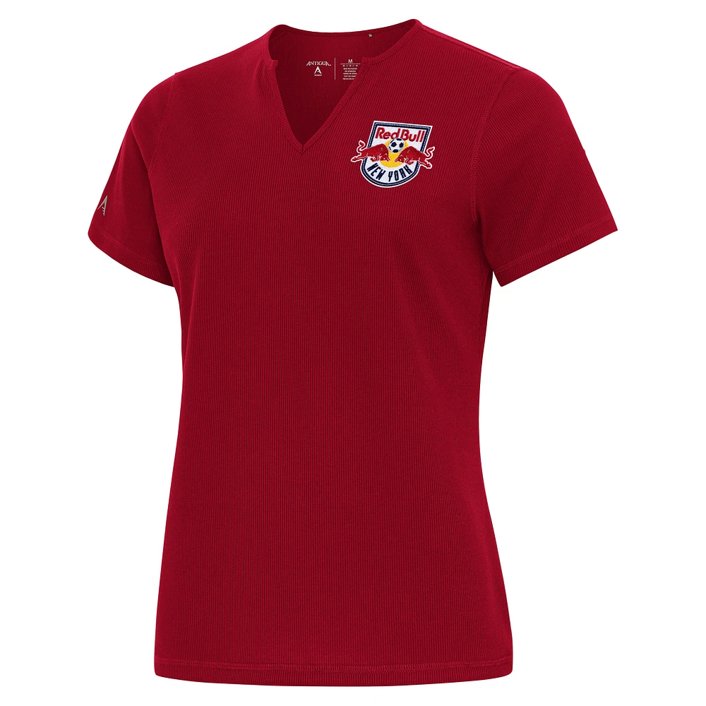 Women's Antigua Red New York Bulls Traveler Notch Neck T-Shirt