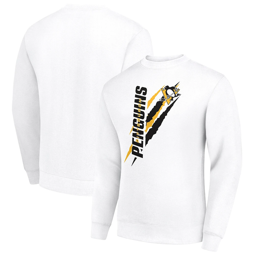 Men's Starter White Pittsburgh Penguins Color Scratch Pullover Sweatshirt