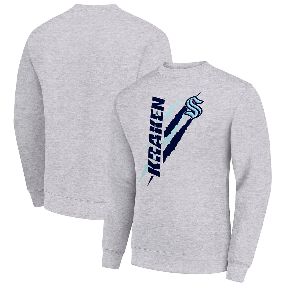 Men's Starter Heather Gray Seattle Kraken Color Scratch Pullover Sweatshirt