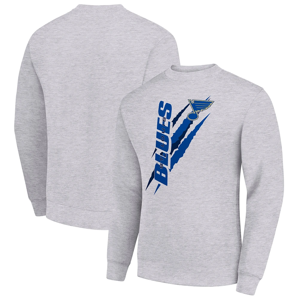 Men's Starter Heather Gray St. Louis Blues Color Scratch Pullover Sweatshirt