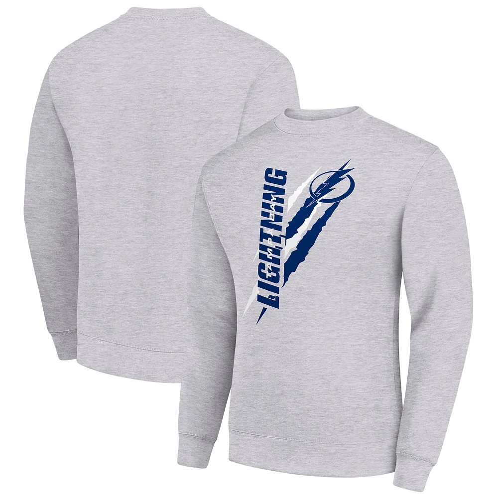Men's Starter Heather Gray Tampa Bay Lightning Color Scratch Pullover Sweatshirt