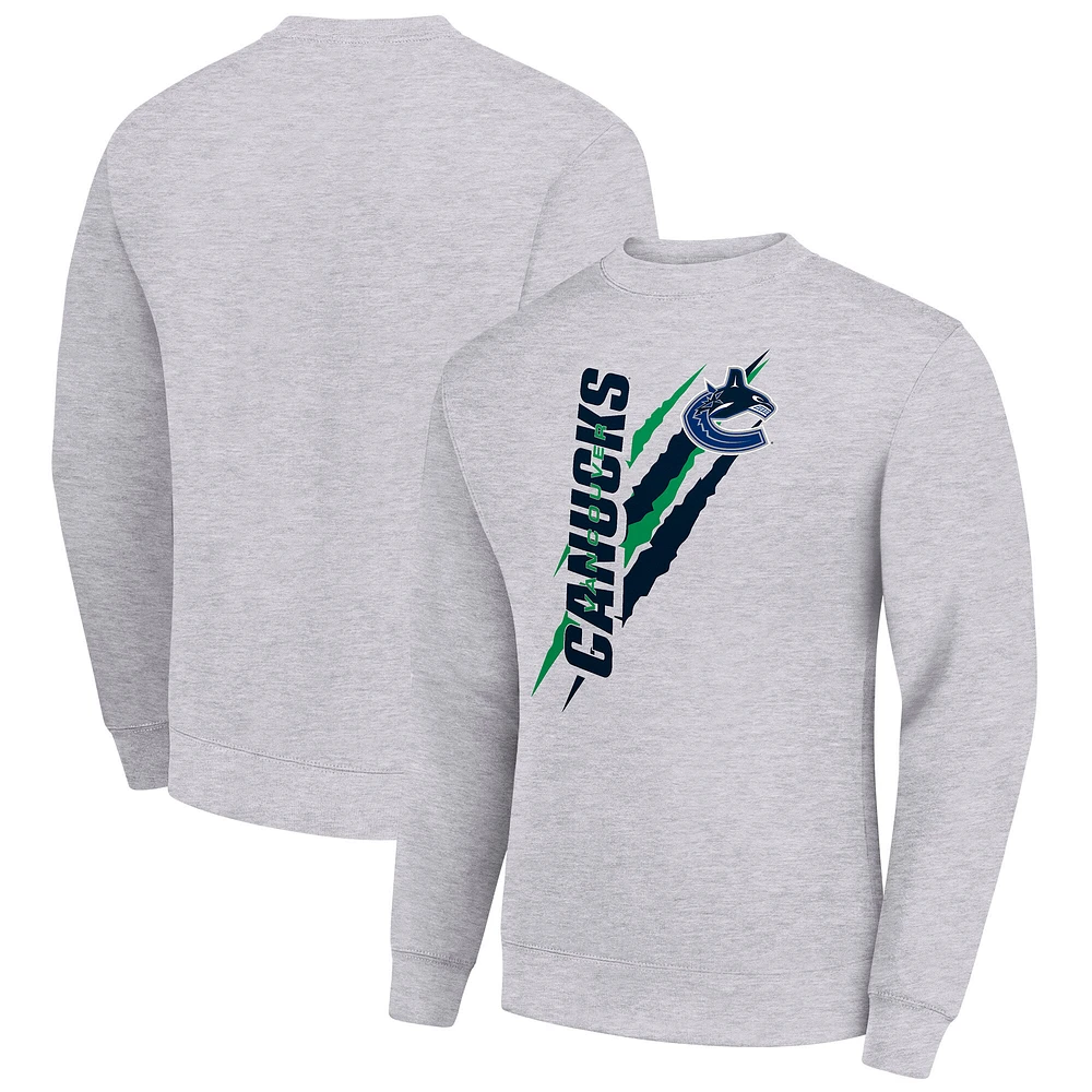 Men's Starter Heather Gray Vancouver Canucks Color Scratch Pullover Sweatshirt